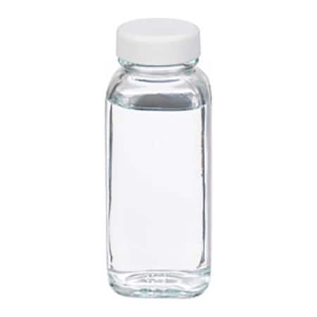 Cp Lab Safety. Wheaton 4 oz Clear Glass Bottles, French Squares, PTFE Liner, Case of 24 W216880